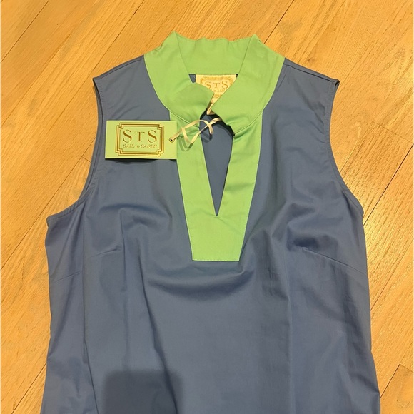 NWT STS Sail to Sable Dress Navy Blue Teal Sleeveless Colorblock Stretch Size XS - Picture 8 of 12